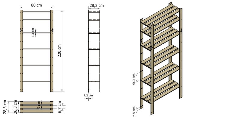 PROREGAL Holzregal Pinepeak HxBxT 220 x 80 x 28 cm 7 Fachboden 1,2 cm Dickes Kiefernholz Braun
