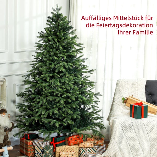 HOMCOM Künstlicher Weihnachtsbaum, 180 cm Christbaum mit 1700 Spitzen, breit klappbar Metallständer, für Weihnachten Deko, Grün