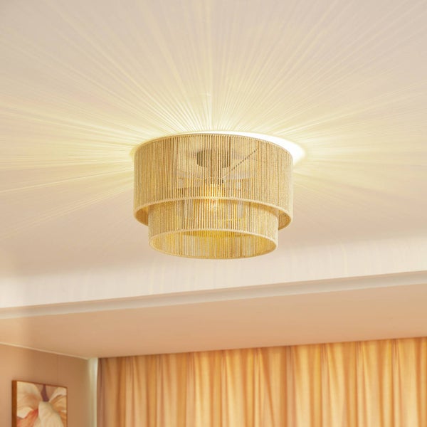 Lindby Deckenlampe Anuva (Landhaus, Vintage Rustikal) aus Papier (1 flammig E27) - Deckenleuchte Lampe Wohnzimmerleuchte