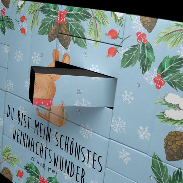 Mr. & Mrs. Panda Befüllbarer Adventskalender Maus Weihnachten - Blau Pastell