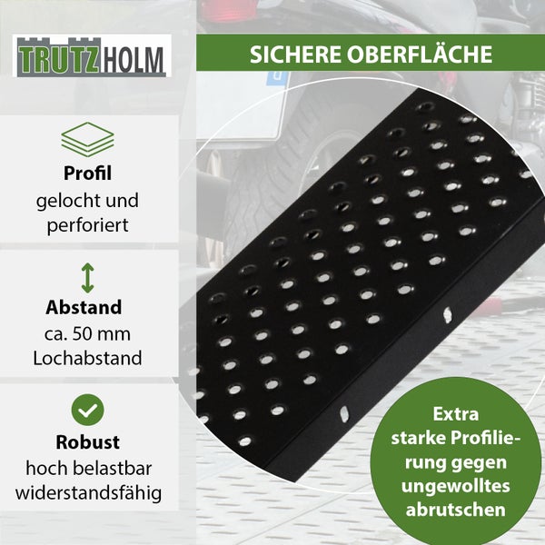 TRUTZHOLM Auffahrrampen 160 cm 400 kg Stahl schwarz gebördelt Verladerampe Quads Rasenmäher