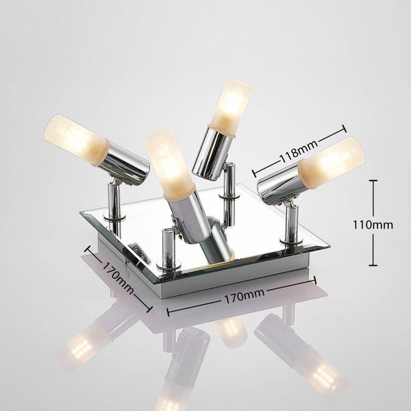 Deckenleuchte mit vier Strahlern, Abmessungen 170 x 170 x 110 Millimeter