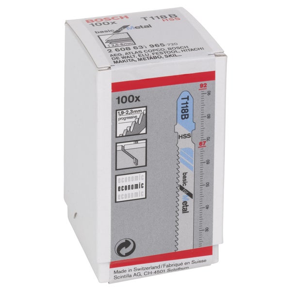 Bosch 100x Stichsägeblatt T 118 B Basic for Metal - 2608631965