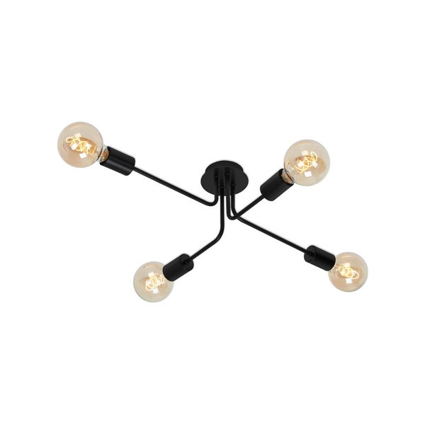 Deckenleuchte Deckenspots Schwenkbar Retro 4xE27 60W schwarz Metall Briloner
