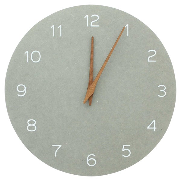FRANK FLECHTWAREN | Wanduhr Grau, 30 x 4 x 30 cm, MDF, KUNSTSTOFF