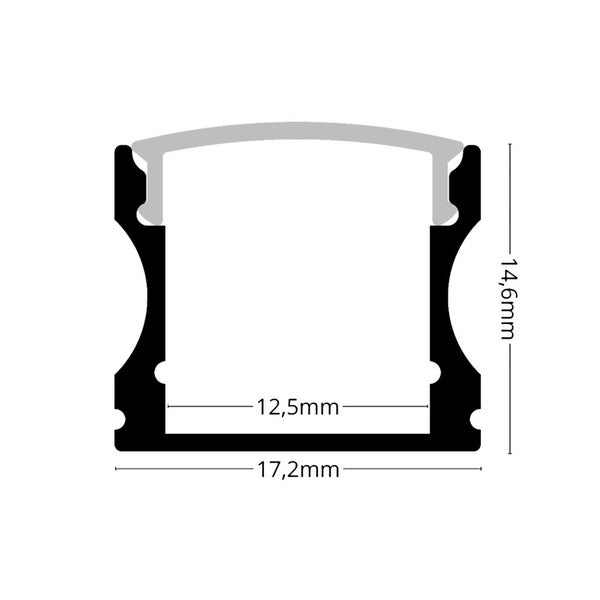 LED-Profil Querschnitt mit Maßangaben