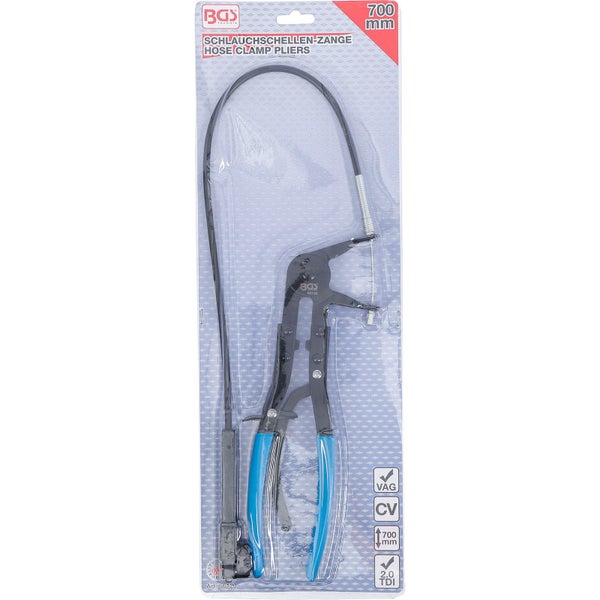 Schlauchschellenzange mit einer Länge von 700 Millimeter in Verpackung