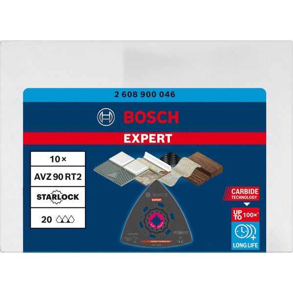 Bosch 10x Expert Sanding Plate AVZ 90 RT2 Starlock Schleifplatte für Multifunktionswerkzeuge 20 x 90 mm - 2608900046