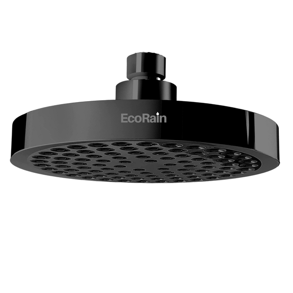 EcoRain 30% Wassersparender Regenduschkopf Josh 15 CM Rund - Hoher Wasserdruck - Universeller Anschluss - Anti-Kalk Duschkopf - Schwarz