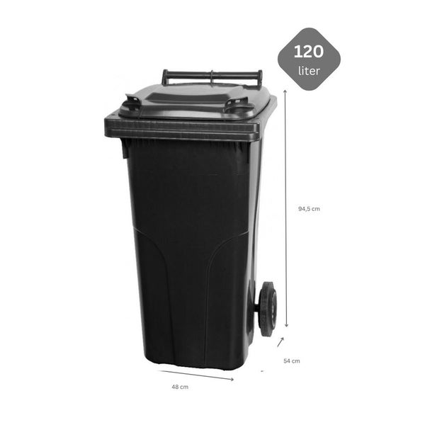 PROREGAL SuperSparSet 3x 2-Rad-Mülltonne Mgb HDPE-Kunststoff 120 Liter Grau/Schwarz & Blau & Rot