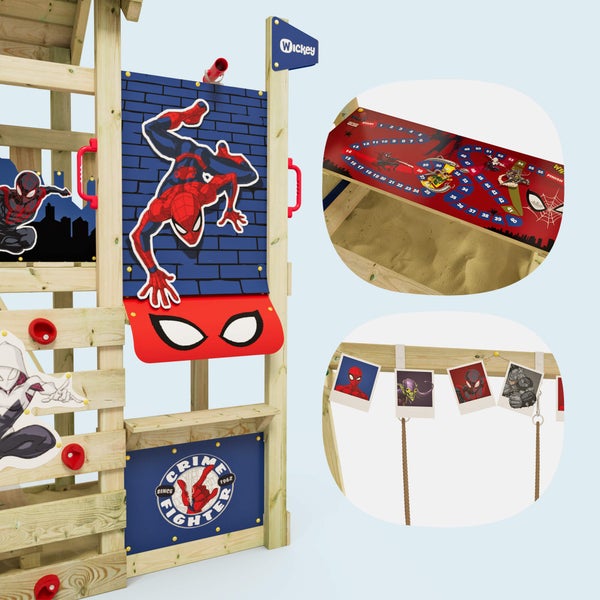 WICKEY Spielturm Marvel Spider-Man Adventure mit Rutsche und Doppelschaukel