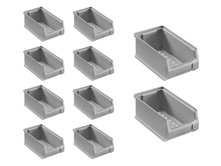 PROREGAL SparSet 10x Graue Sichtlagerbox 2.0 HxBxT 7,5 x 10 x 17,5 cm 0,8 Liter Sichtlagerbehälter