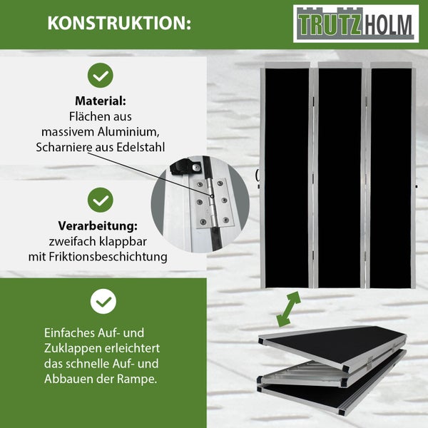 DREIBREIT by TRUTZHOLM Alu Auffahrrampe 215 cm 2-fach klappbar 1020 kg Alu beschichtet Verladerampe