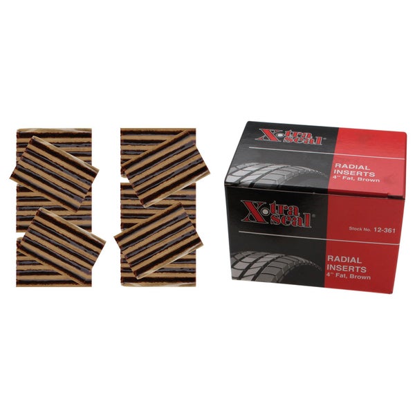 Xtra Seal Radial Inserts 4 Zoll Fette Reifenreparaturstreifen und Xtra Seal Logo auf der Verpackung