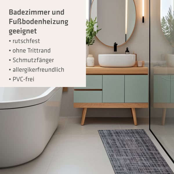 Akzente Feel Badematte mit Motiv in Grau Fußmatte 70 x 100 cm, rutschfest, saugfähig