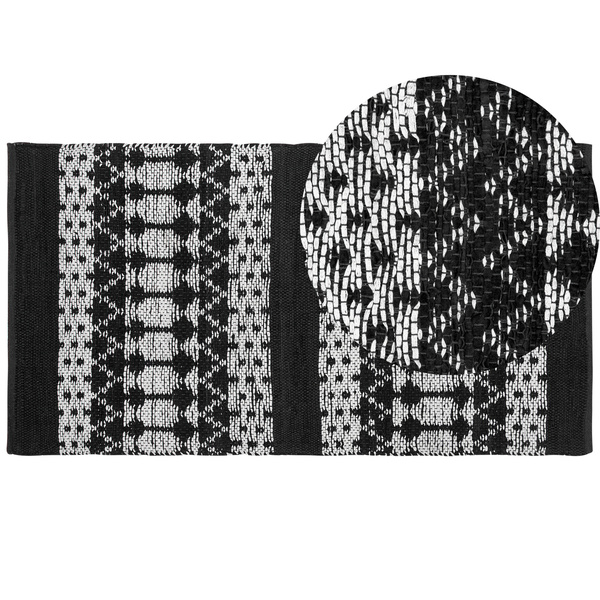Teppich SOKUN Schwarz 80 x 150 cm Echtleder