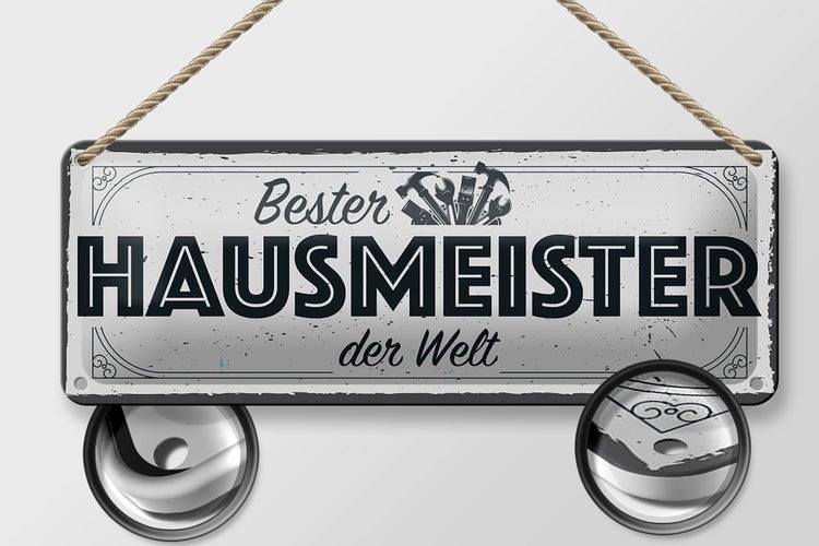 Blechschild Spruch 27x10cm Bester Hausmeister der Welt Dekoration