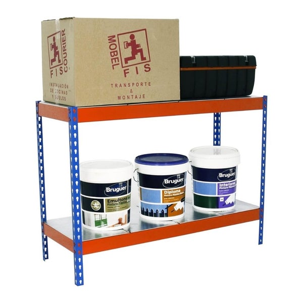 PROREGAL Schwerlastregal Mini Metal Yeti Two HxBxT 90 x 120 x 75 cm Fachlast 400 kg Blau-Orange