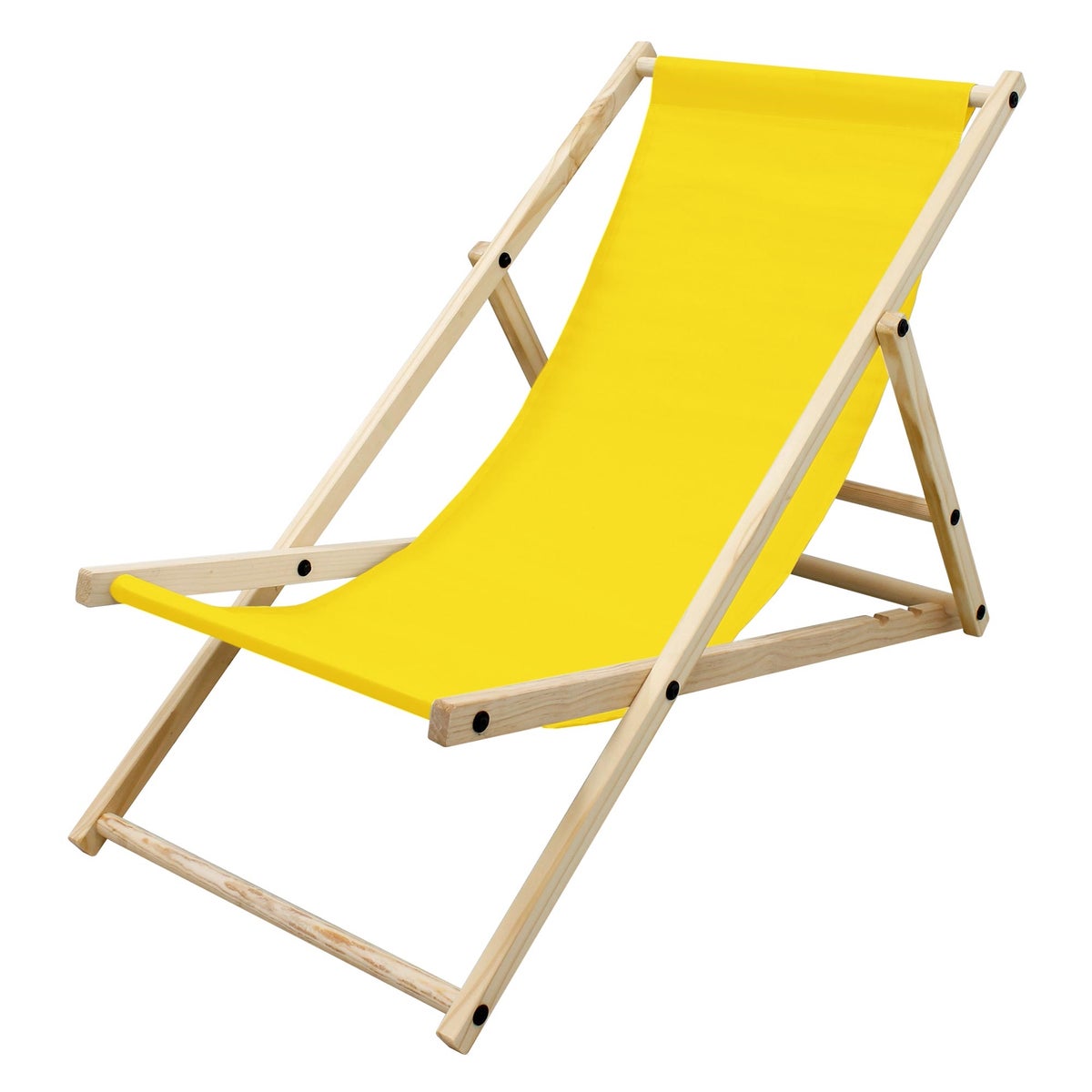 ECD Germany Liegestuhl klappbar, Gelb, aus Holz, verstellbare Rückenlehne, 3 Liegepositionen, bis 120 kg, Sonnenliege Gartenliege Strandliege Strandstuhl Holzklappstuhl, für Garten, Balkon & Strand
