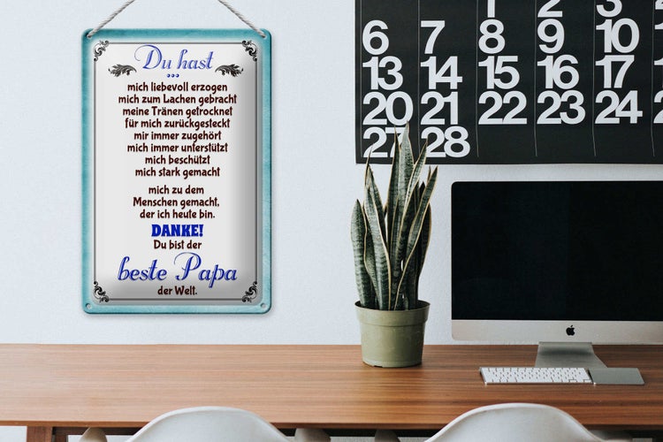 Blechschild Spruch 20x30cm Danke du bist der Beste Papa