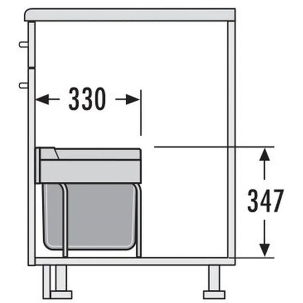 Hailo Einbau-Abfallsammler Raumspar-Tandem-S 50 1x12+1x18l. Vollauszug Abfallsystem