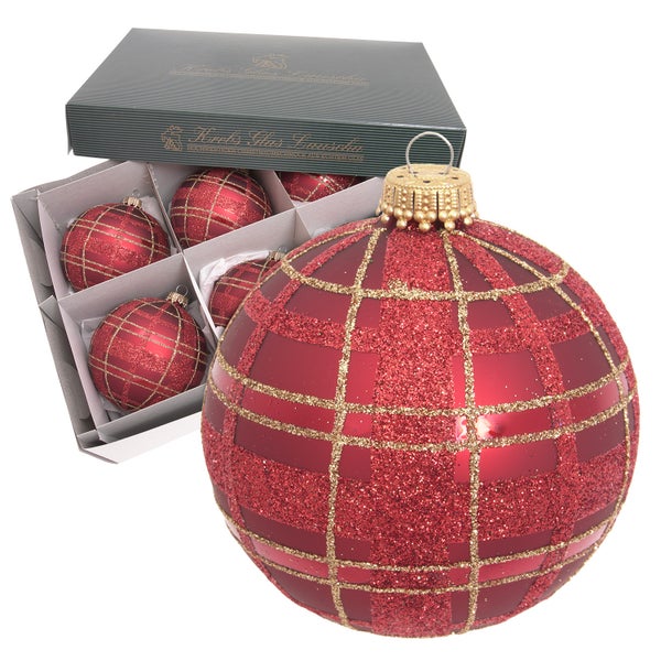 Kugeln Scottish Christmas, Rot, 8cm, 6 Stck., Weihnachtsbaumkugeln, Christbaumschmuck, Weihnachtsbaumanhänger
