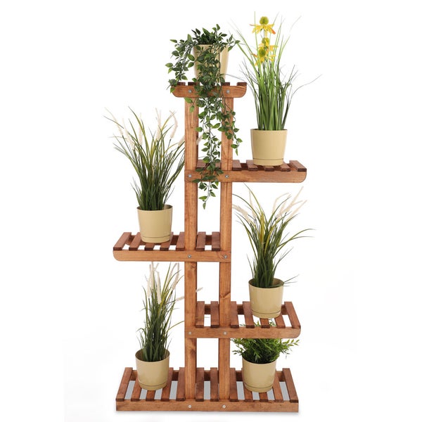 Blumenständer FLORACK HxBxT 117x68x25cm 6 Ablagen Kieferholz Braun