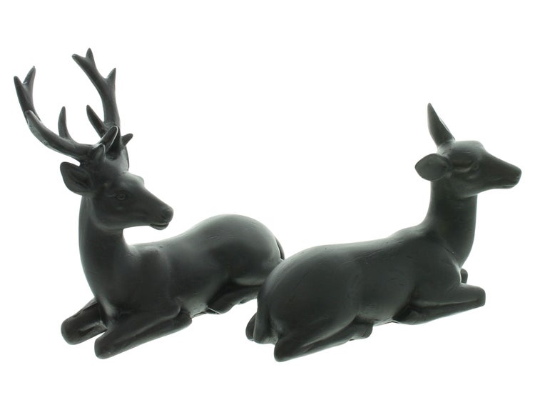 FRANK FLECHTWAREN | Hirschpaar Black, POLYRESIN, 13,5 x 5,5 x 10 cm, 14 x 5,5 x 14 cm