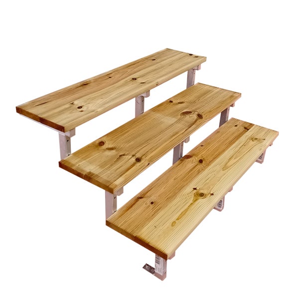 OSLO - Gartentreppe, Außentreppe, Terrassentreppe  Stahl H54cm 3 Stufen Holz KDI Breite 140cm