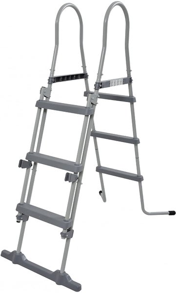 Graue Schwimmbadleiter mit vier Stufen