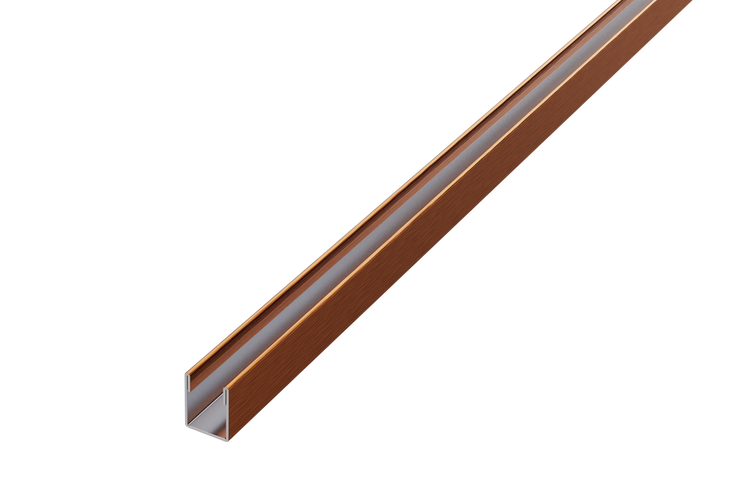 U-Profil aus Aluminium mit brauner Oberfläche.