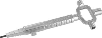 Universalschlüssel für Schaltschränke aus Metall mit verschiedenen Funktionsprofilen und geriffeltem Griff.