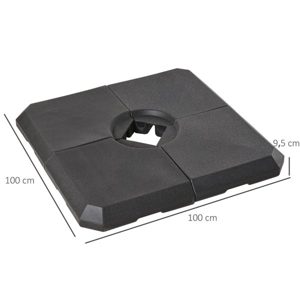 Outsunny Schirmgewicht, mit 80 kg Wasser oder 120 kg Sand befüllbar, 100 x 100 x 9,5 cm, HDPE, Schwarz