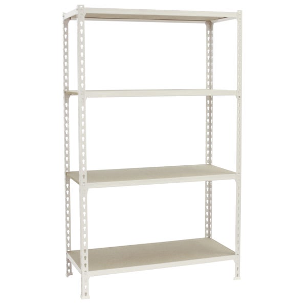 Schwerlastregal MID MULI | HxBxT 150x100x40cm | 4 Fachböden | Fachlast 150kg | Weiß | Lagerregal Kellerregal Werkstattregal Metallregal Fachbodenregal Steckregal