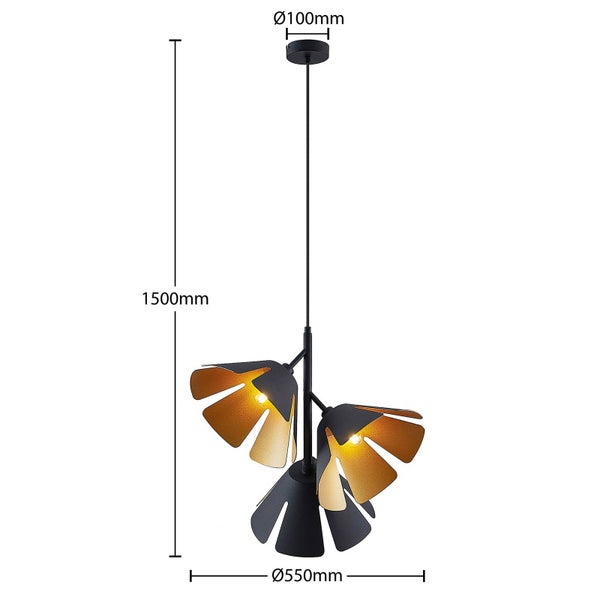 Lucande Pendelleuchte Jemmily (Design, Modern) in Schwarz aus Aluminium (3 flammig E14) - Design-Hängeleuchte Esstischlampe Hängelampe Hängeleuchte Wohnzimmerleuchte