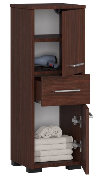 Hochschrank mit Schublade, Fächern und offenen Türen zur Badezimmeraufbewahrung