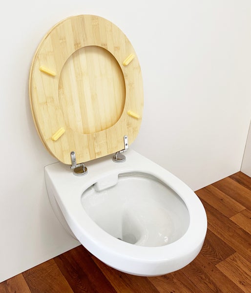 ADOB WC Sitz Bambus hell (natur), umweltfreundlich, warm, rostfreie verstellbare Edelstahlscharniere, universalpassend
