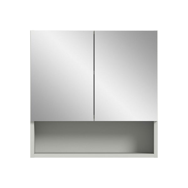 Copa Spiegelschrank Bad 2 Türen 1 Fach 1 Regal hellgrau, Spiegel. 55 X 17 X 55 cm