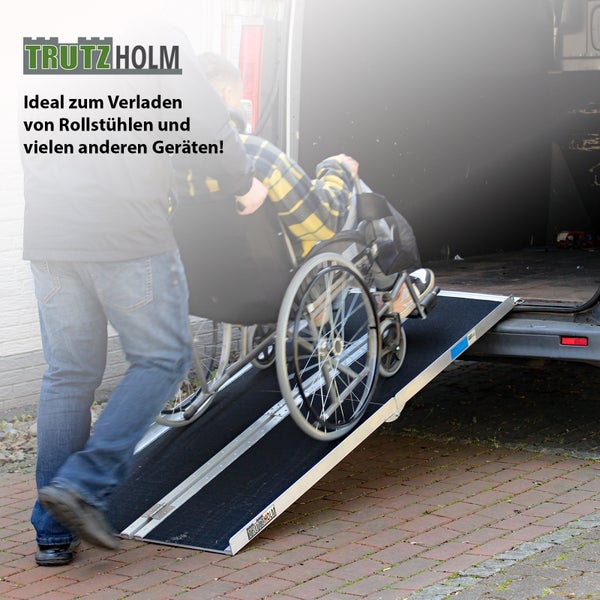 TRUTZHOLM Auffahrrampe 2-fach klappbar 183 cm Traglast 272 kg Alu grau schwarz beschichtet Rollstuhlrampe