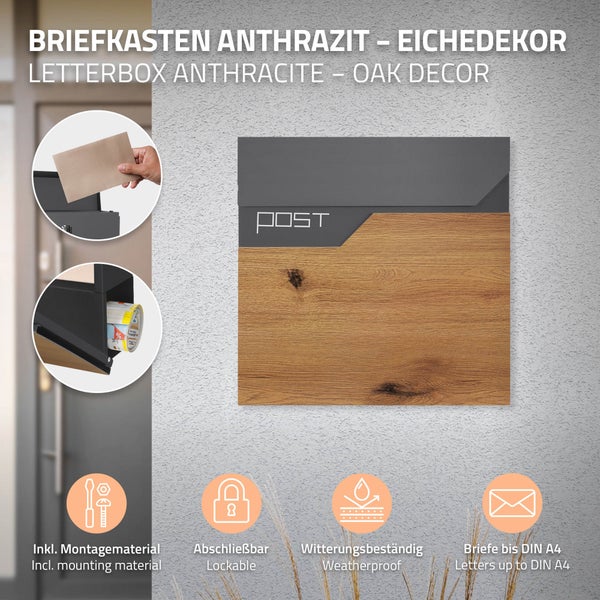 Geöffneter Briefkasten mit Briefen und zwei Schlüsseln