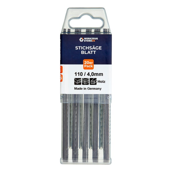 Stichsägeblätter im 20er Pack für Holz, 110/4,0 mm