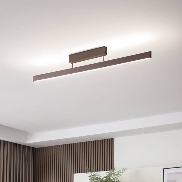 Lucande LED Smart Home Deckenlampe Mylosh dimmbar mit Leselampe (Modern) in Braun aus Aluminium (1 flammig, ) - Deckenleuchte Lampe Wohnzimmerleuchte