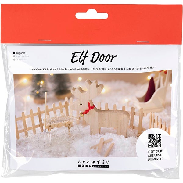 Creativ Company DIY Sets Miniaturen Mini Kreativ Set Wichteltür, Rentier, Kreativ Box
