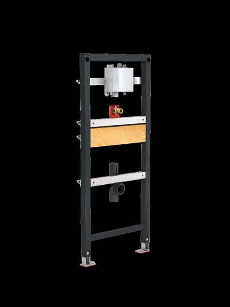 Montageelement für Urinal mit integrierter Technik und höhenverstellbaren Füßen für die Vorwandinstallation im Badezimmer