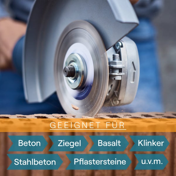 WERKSTEIN Extrem langlebige Diamantscheibe 125mm x 22,23mm x 10mm I Universal Diamanttrennscheibe 125 mm zum Schneiden von Stein, Beton, Ziegel uvm. I Trennscheibe 125 Stein für Winkelschleifer