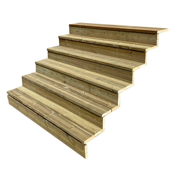 Holztreppe mit sechs Stufen für den Außenbereich