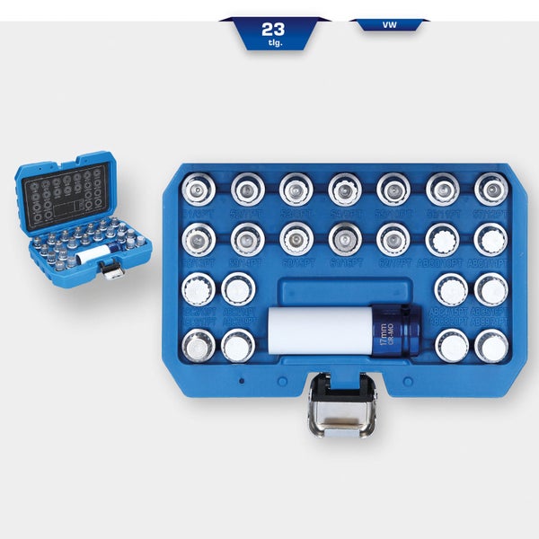 23-teiliges Steckschlüssel-Set in blauem Koffer