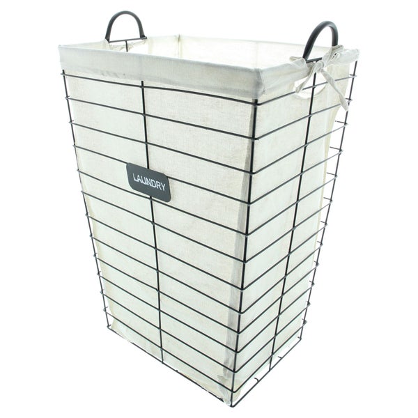 FRANK FLECHTWAREN | Wäschekorb Laundry, METALL, POLYESTER, BAUMWOLLE, 43 x 33 x 61 cm