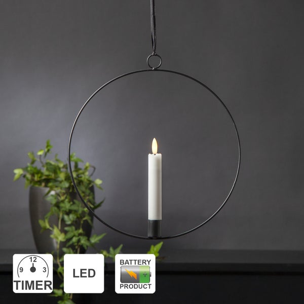 LED Lichterkranz -Flamme Ring', schwarz, 30cm