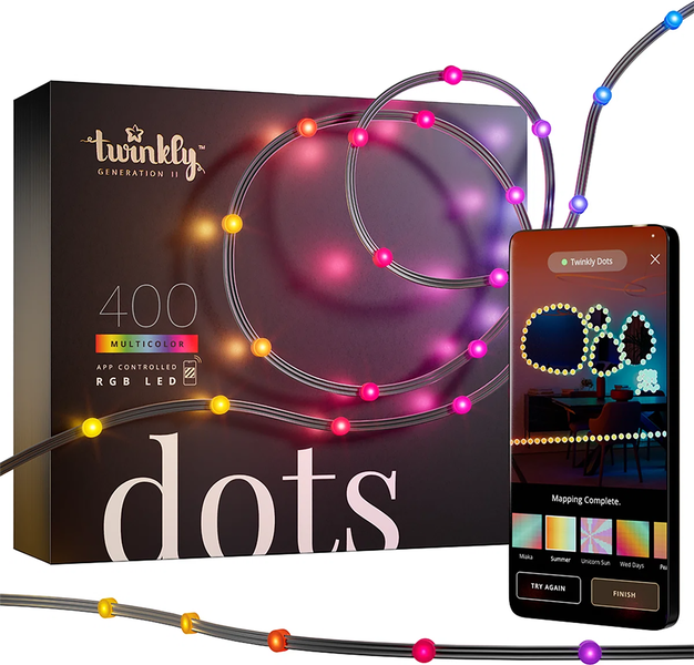 Twinkly Dots Lichterkette mit 400 mehrfarbigen RGB LEDs und App Steuerung